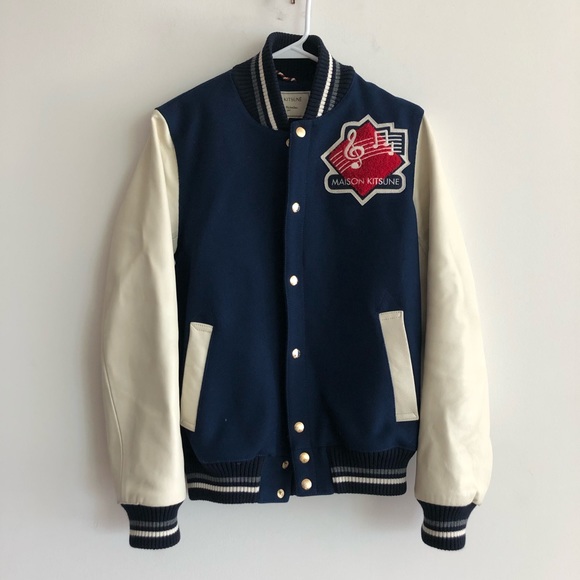 maison kitsune varsity jacket